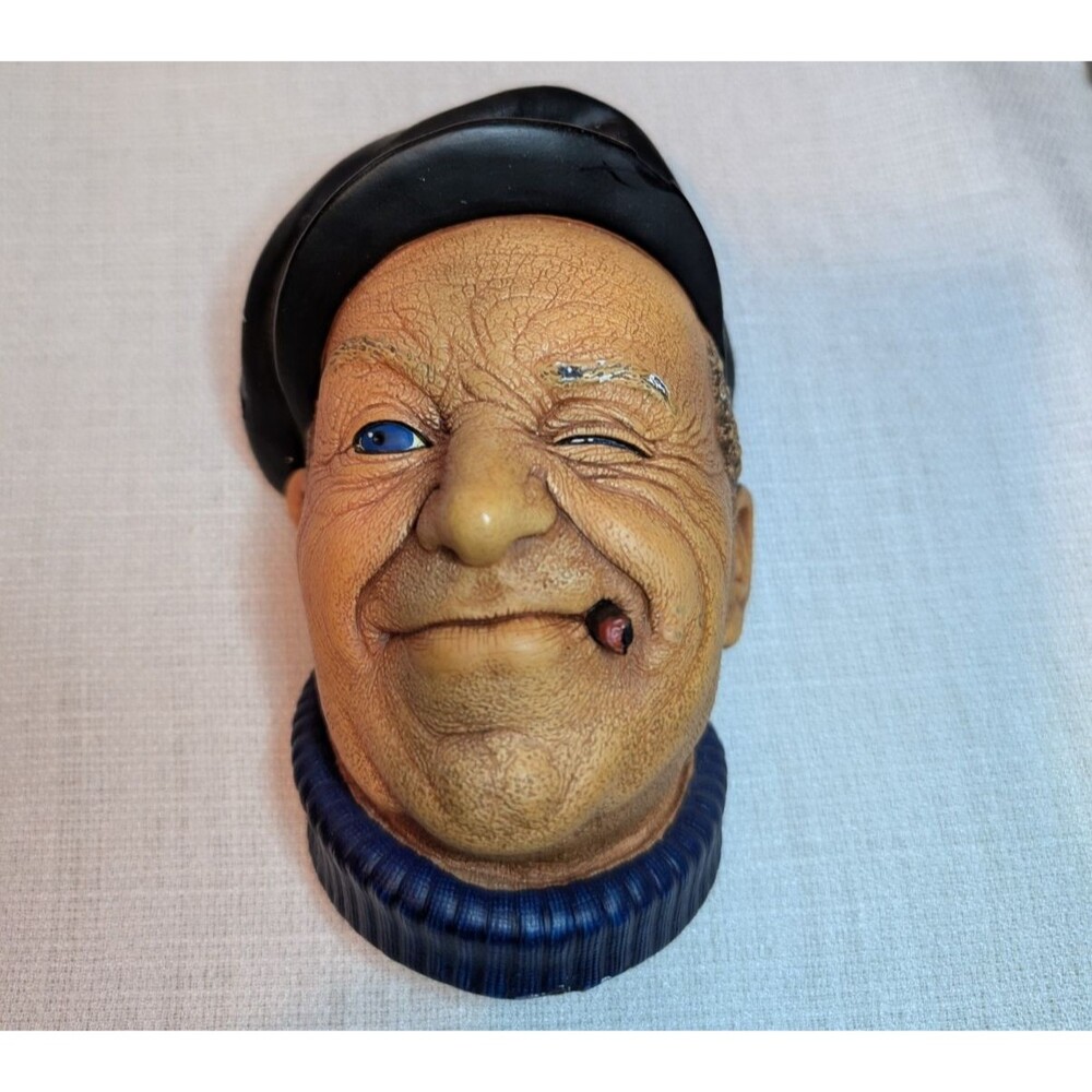Vintage Bossons Chalkware Head 1967 England Winking Boatman Fisherman Cigar
